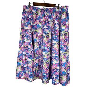Handmade Floral Skirt 3x Pink Colorful Retro Classic Cottagecore Preppy Boho 80s